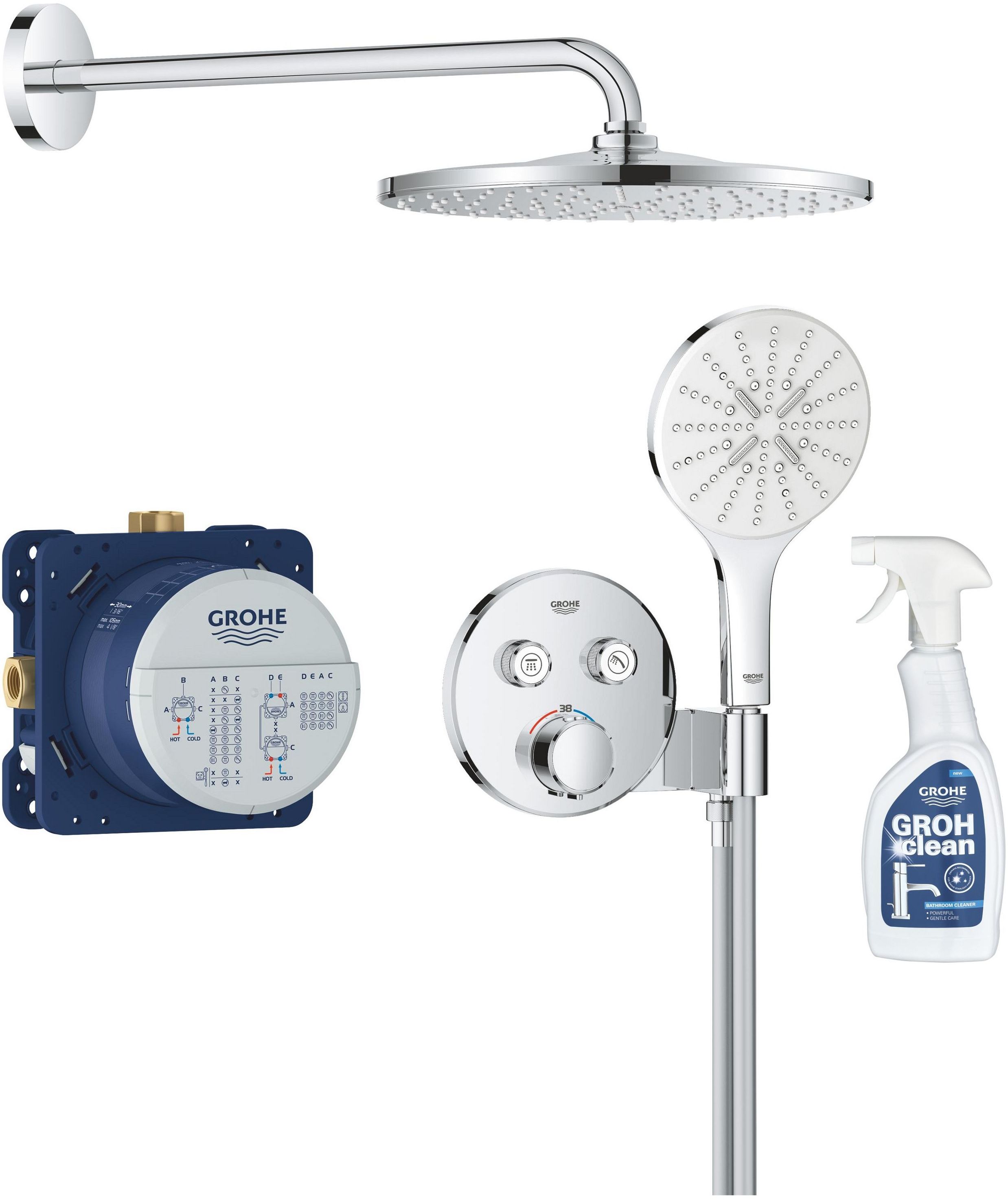 Darmowa Dostawa - Zestaw prysznicowy podtynkowy termostatyczny z deszczownicą chrom Grohe Precision Smartcontrol abset8689