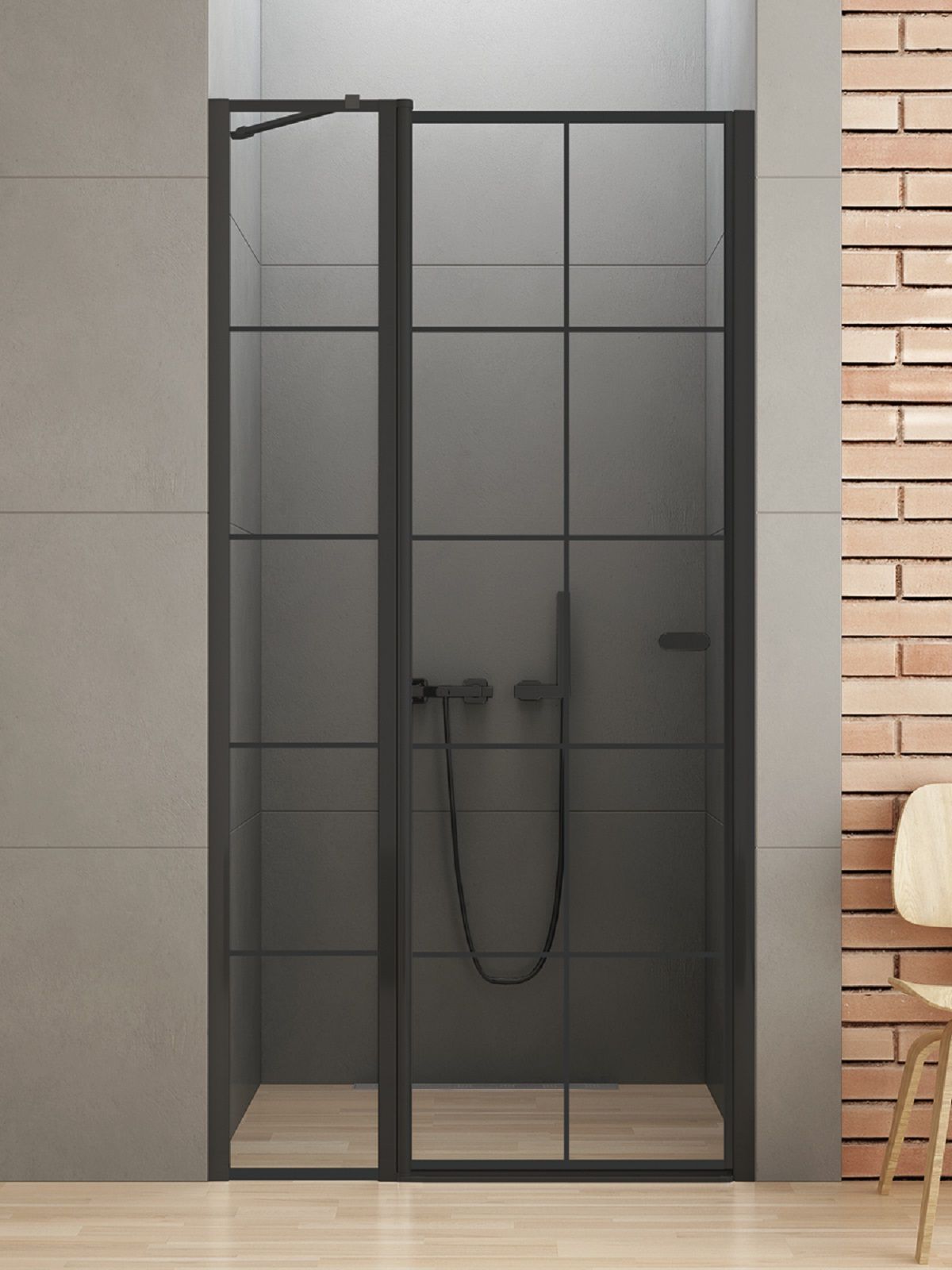 Darmowa Dostawa - Drzwi prysznicowe 90 cm uchylne czarny mat/szkło przezroczyste New Trendy New Soleo Black D0279A