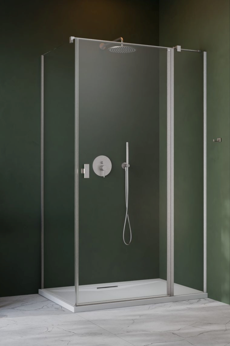 Darmowa Dostawa - Drzwi prysznicowe 90 cm uchylne nikiel szczotkowany/szkło przezroczyste Radaway Nes Brushed Nickel KDJ II 100320909101R