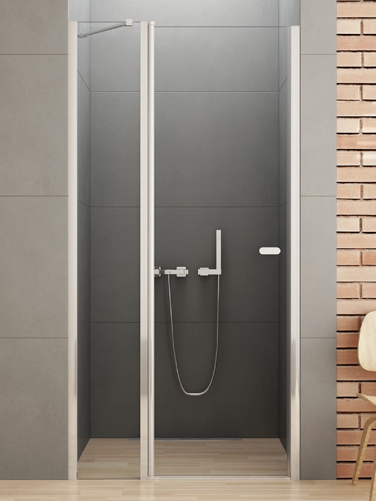 Darmowa Dostawa - Drzwi prysznicowe 90 cm uchylne chrom połysk/szkło przezroczyste New Trendy New Soleo D0155A