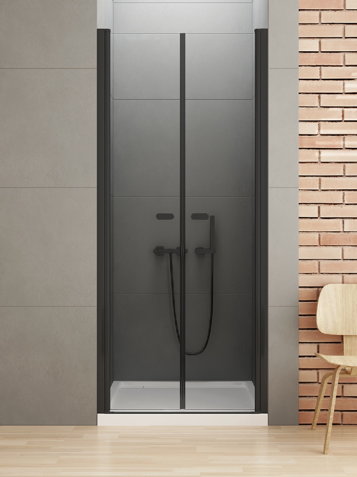 Darmowa Dostawa - Drzwi prysznicowe 90 cm uchylne czarny mat/szkło przezroczyste New Trendy New Soleo Black D0215A