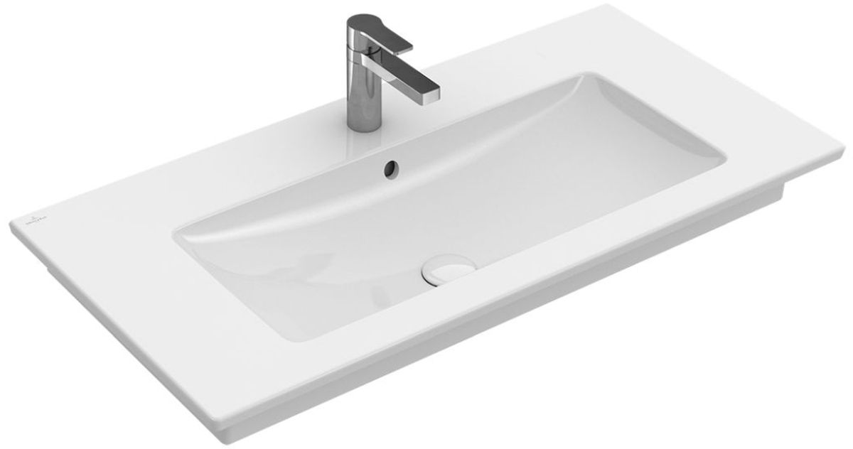Darmowa Dostawa - Umywalka 100x50 cm prostokątna ścienna-meblowa-z blatem biała Villeroy & Boch Venticello 4104ALR1