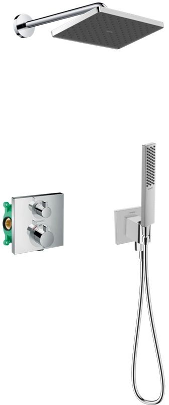 Darmowa Dostawa - Zestaw prysznicowy podtynkowy termostatyczny z deszczownicą chrom Hansgrohe Ecostat abset11773