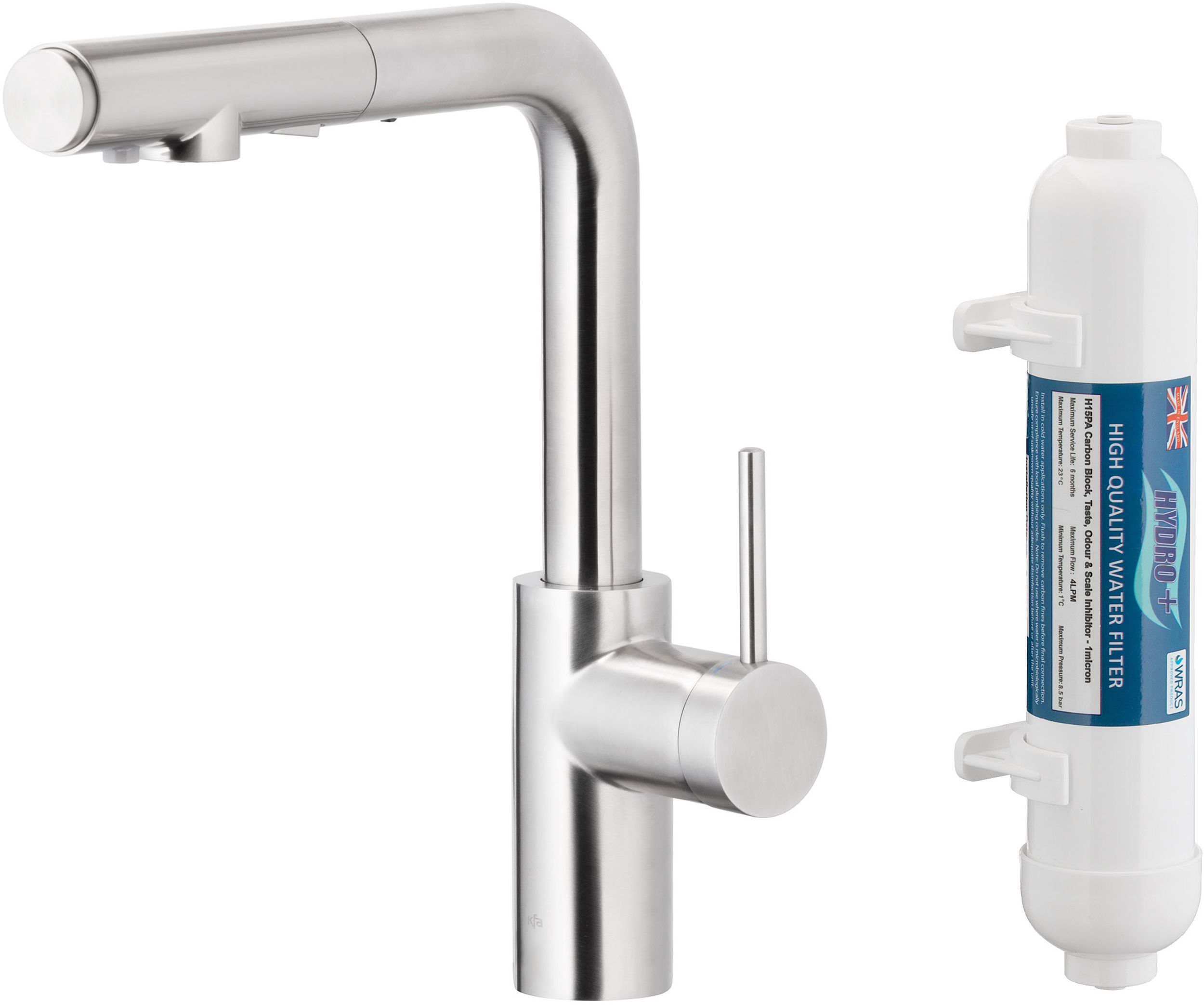 Darmowa Dostawa - Bateria kuchenna z filtrem stojąca inox KFA Armatura Duero Pure Basic 662311222