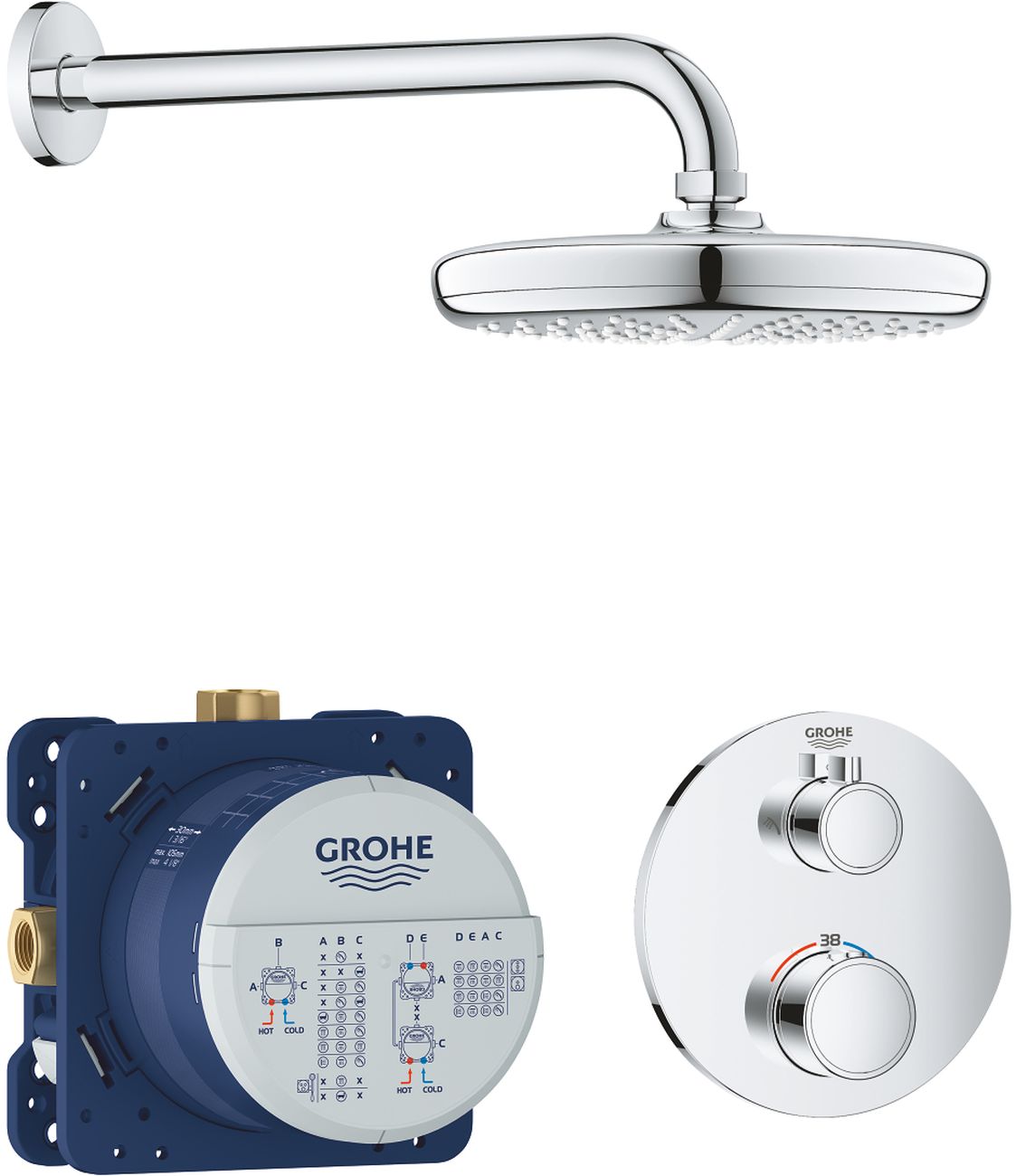 Darmowa Dostawa - Zestaw prysznicowy podtynkowy termostatyczny z deszczownicą starlight chrome Grohe Grohtherm 34726000