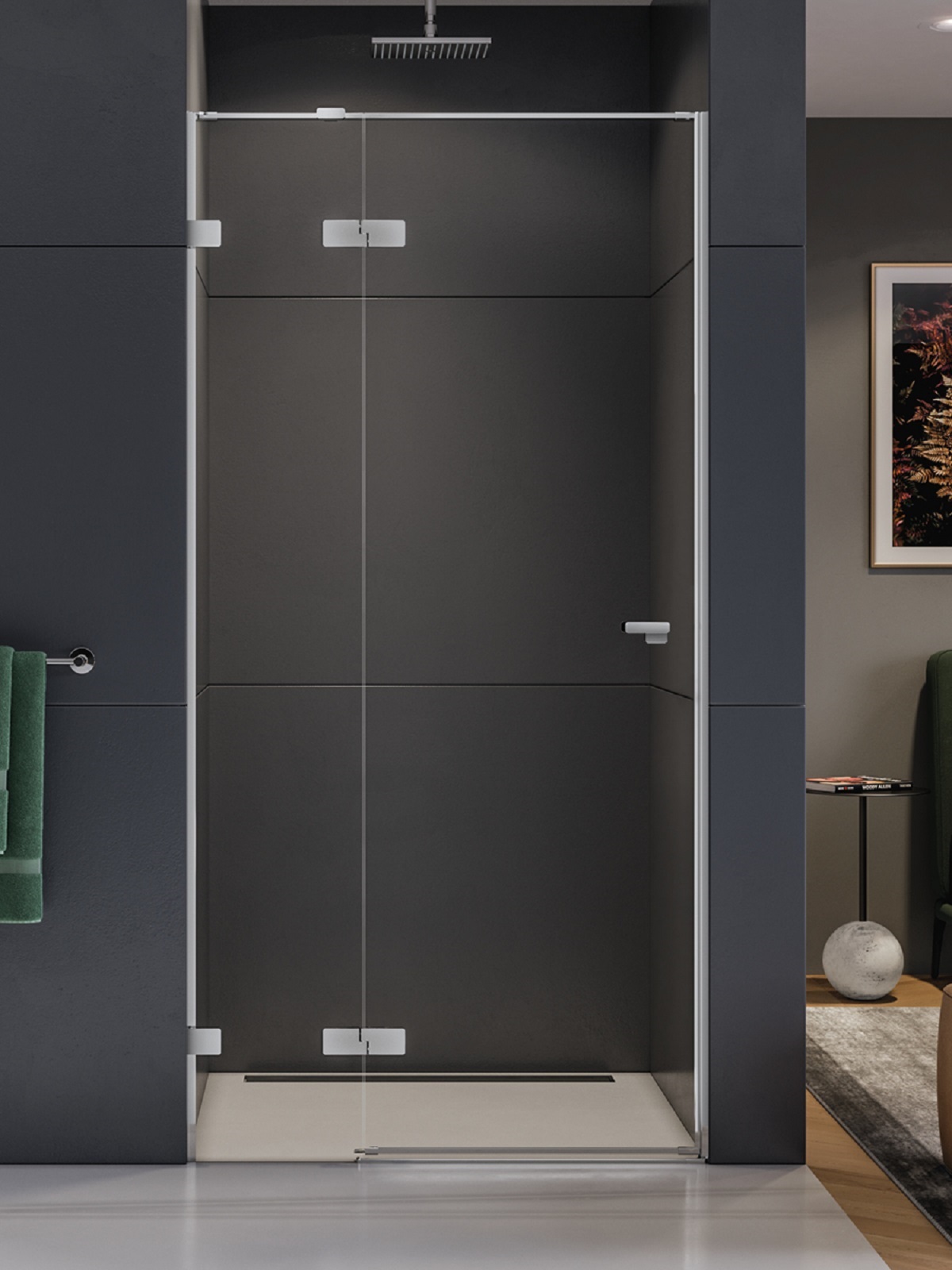 Darmowa Dostawa - Drzwi prysznicowe 90 cm uchylne chrom połysk/szkło przezroczyste New Trendy Eventa EXK4452