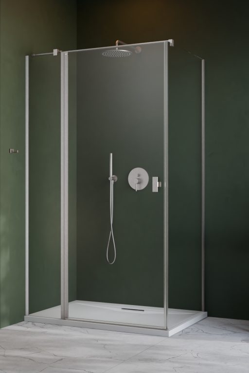Darmowa Dostawa - Drzwi prysznicowe 90 cm uchylne szczotkowany/szkło przezroczyste Radaway Nes Brushed Nickel KDJ II 100320909101L
