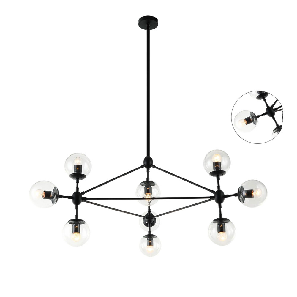 Darmowa Dostawa - Lampa podsufitowa x8 W czarna-przezroczysta Orlicki Design Bao OR80094