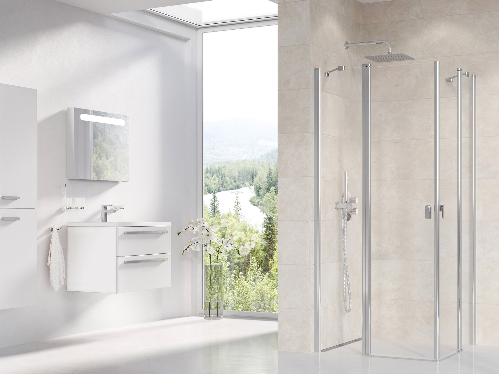 Darmowa Dostawa - Drzwi prysznicowe 90 cm uchylne aluminium połysk/szkło przezroczyste Ravak Chrome 1QV70C00Z1
