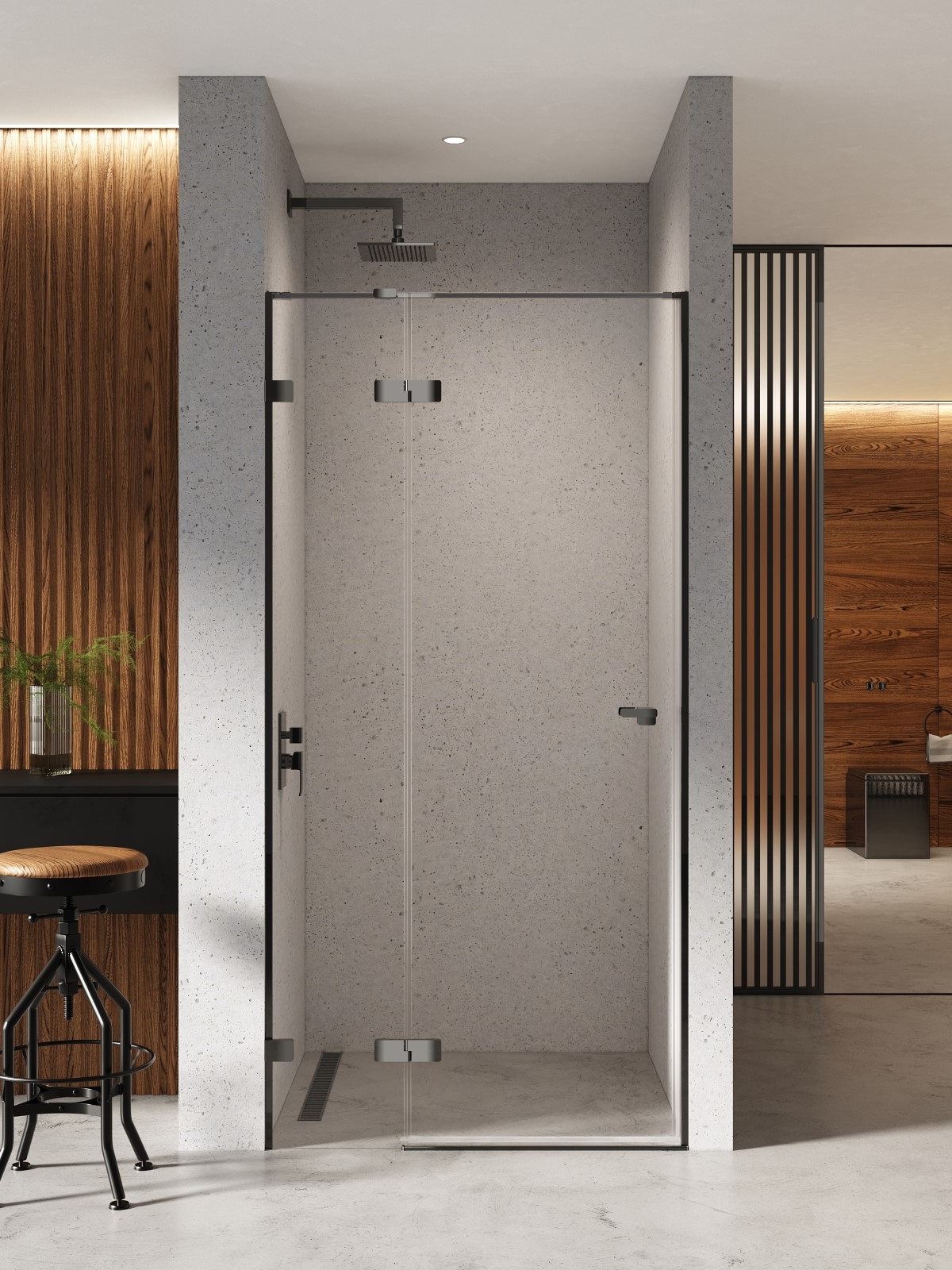 Darmowa Dostawa - Drzwi prysznicowe 90 cm uchylne czarny połysk/szkło przezroczyste New Trendy Eventa Black Chrome EXK6129