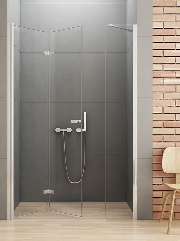 Darmowa Dostawa - Drzwi prysznicowe 120 cm składane chrom połysk/szkło przezroczyste New Trendy New Soleo D0150A/D0095B