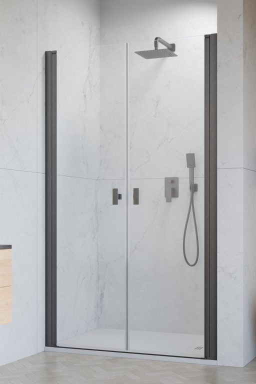 Darmowa Dostawa - Drzwi prysznicowe 90 cm uchylne gunmetal szczotkowany/szkło przezroczyste Radaway NES 6 Brushed GunMetal DWD 100270909201