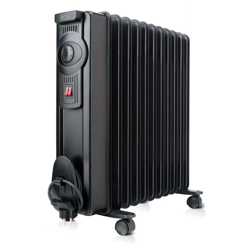 Grzejnik olejowy Black+Decker 2000W czarny, termostat, auto-wyłącznik, dla 20m2, 1 szt.