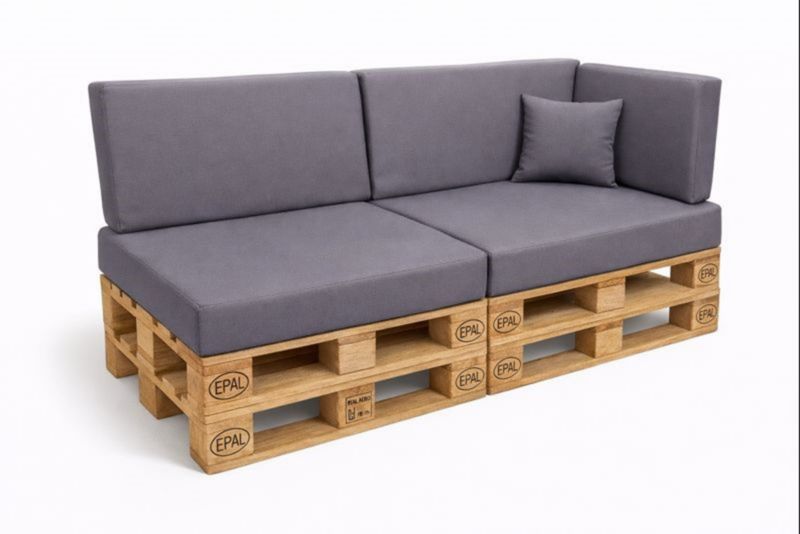 Zestaw 6 poduszke na paletę, Setgarden, 120x60x40 cm, Szara dwustronne poduszki ogrdowe na meble z palet z zamkiem, 1szt