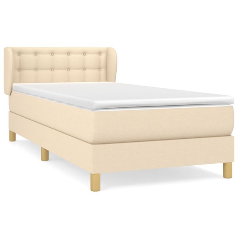 Łóżko z materacem WaszeMeble 90x200 cm Kremowy tkanina WM-3127098 1 szt.