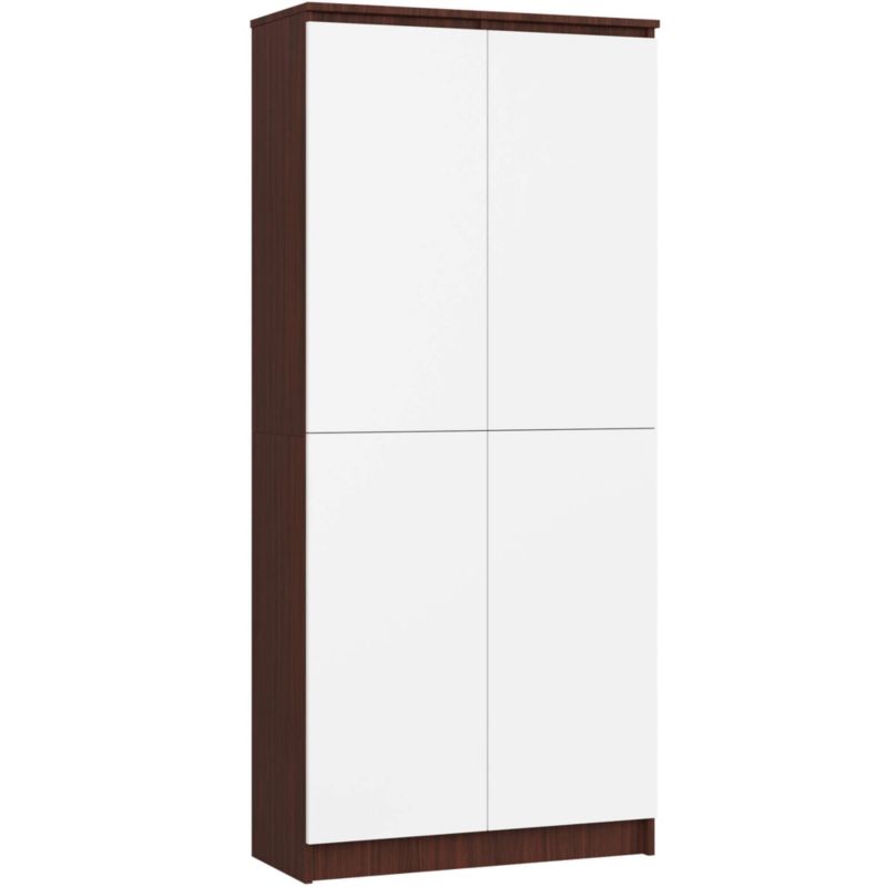 Regał Akord R80 Wenge 80 cm 2 drzwi kolor Biały mat 8 półek 80x35x180 cm 1 szt.
