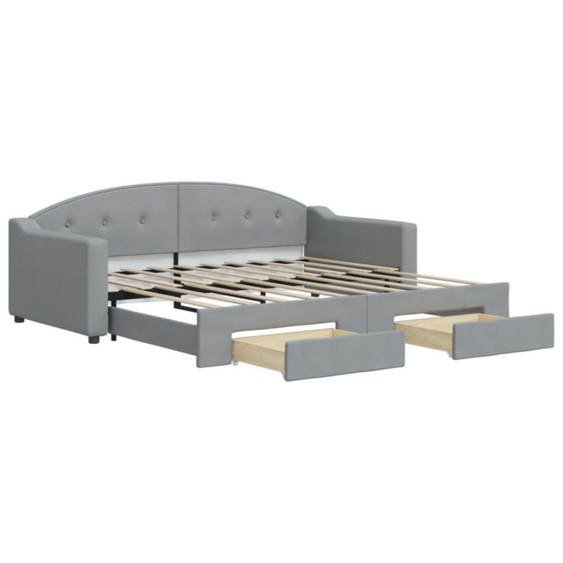 Sofa rozkładana WaszeMeble 90x190 cm Jasnoszary tkanina z szufladami WM-3197576 1 szt.