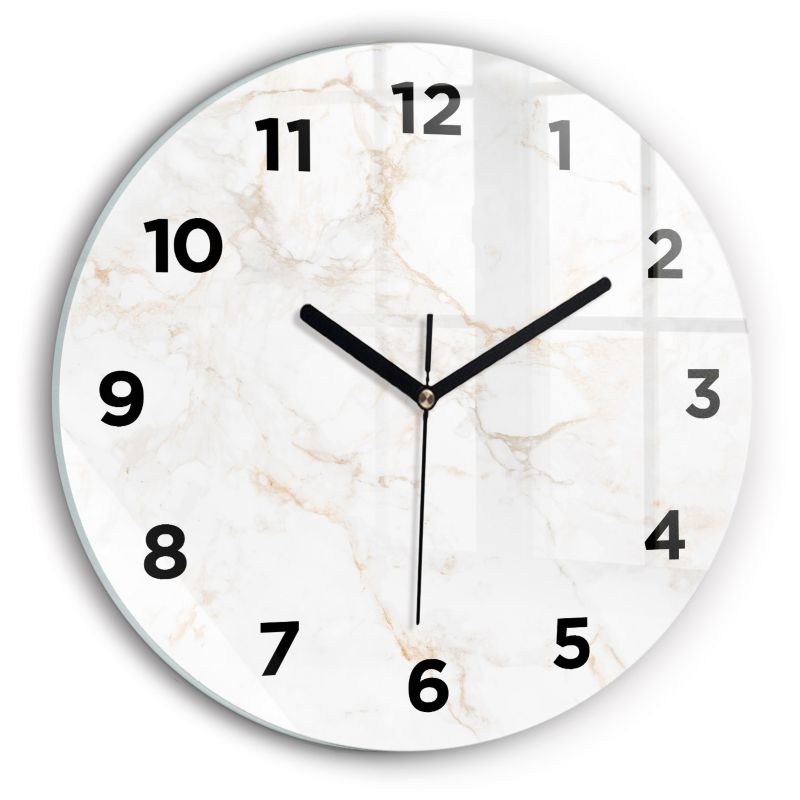 Zegar z czarnymi wskazówkami Wallfluent fi30 cm Elegancki marmur 1 szt.