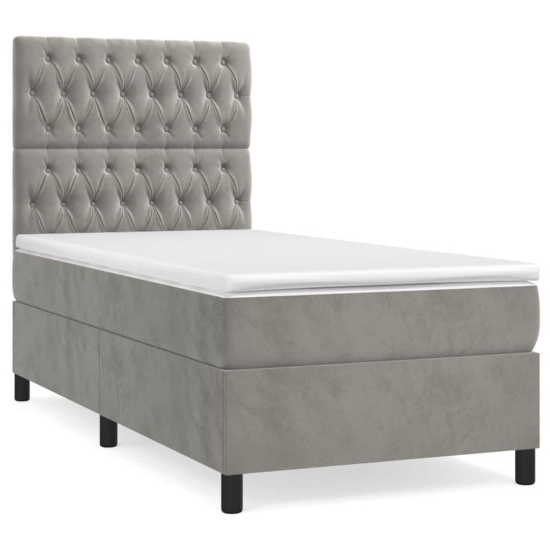 Łóżko kontynentalne WaszeMeble 90x200 cm jasnoszare WM-3143181 1 szt.