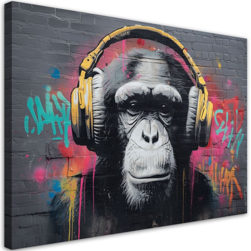 Obraz na płótnie Feeby Małpa DJ Muzyka Street Art 90x60cm 1szt