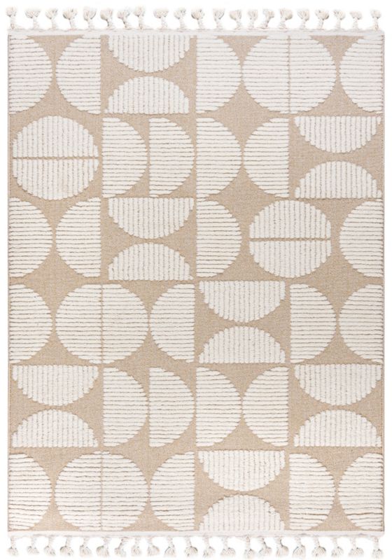 Dywan Wewnętrzny Pisa Pane Prostokąt Mazovia 140x200 cm Beżowy Kremowy Motyw Geometryczny 1 szt.