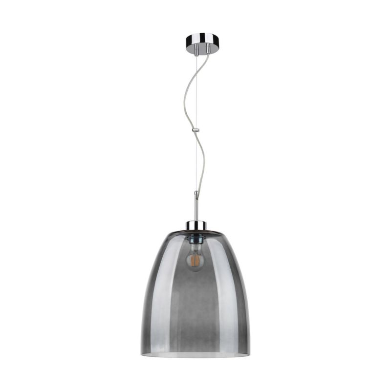 Lampa Wisząca SPOT Light 1xE27 Max.60W Klasyczny Chrom w Połączeniu z Dymionym Szkłem, Polski Producent, 1szt.