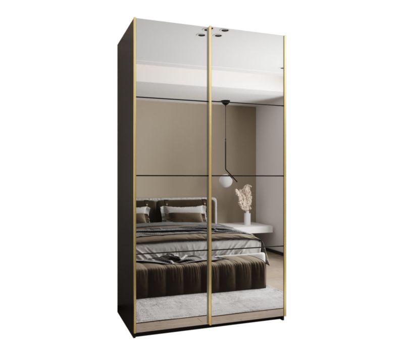 Szafa przesuwna Abiks LUX 2 wysoka szer.130cm czarny/czarny/złoty 1szt.