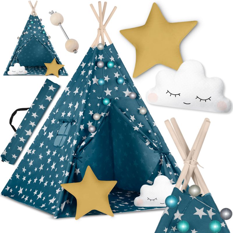 Namiot Tipi dla dzieci Nukido NK-401 wigwam granatowy w gwiazdki 1szt.