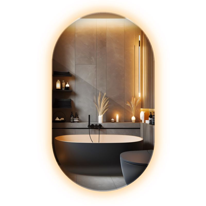 Lustro Łazienkowe Owalne Wallfluent 40 x 70 cm LED Wiszące Ścienne Ciepłe światło 1 szt.
