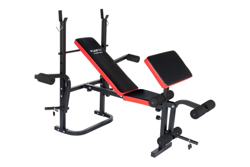 Ławka do ćwiczeń FUNFIT GYM&FITNESS Treningowa Prosta Ławeczka z modlitewnikiem prasą do nóg Stojaki Regulowane pod sztangę 1 szt.