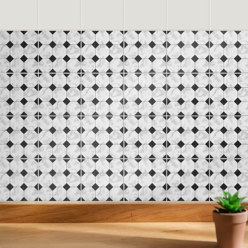 Naklejki na płytki Wallfluent 15x15 cm Sześciokąty w siatce szybka renowacja 24 szt.