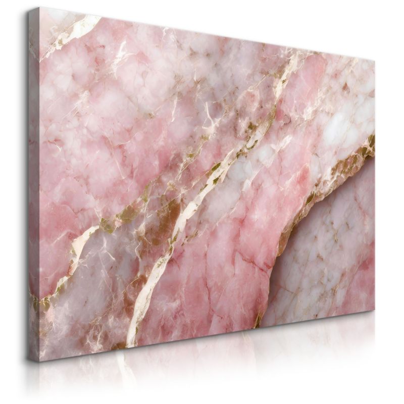 Obraz Muralo Do Sypialni Imitacja Kamienia Różowy Marmur Styl Glamour 90x60 cm 1 szt.