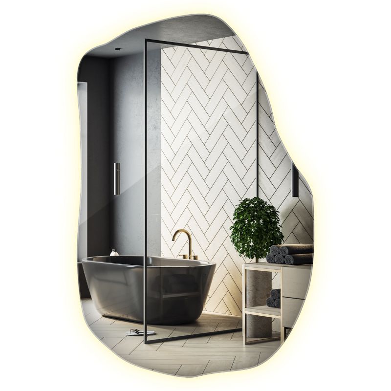 Bezramowe Lustro Wiszące Wallfluent 100 cm x 65 cm Neutralna Barwa LED 1 szt.