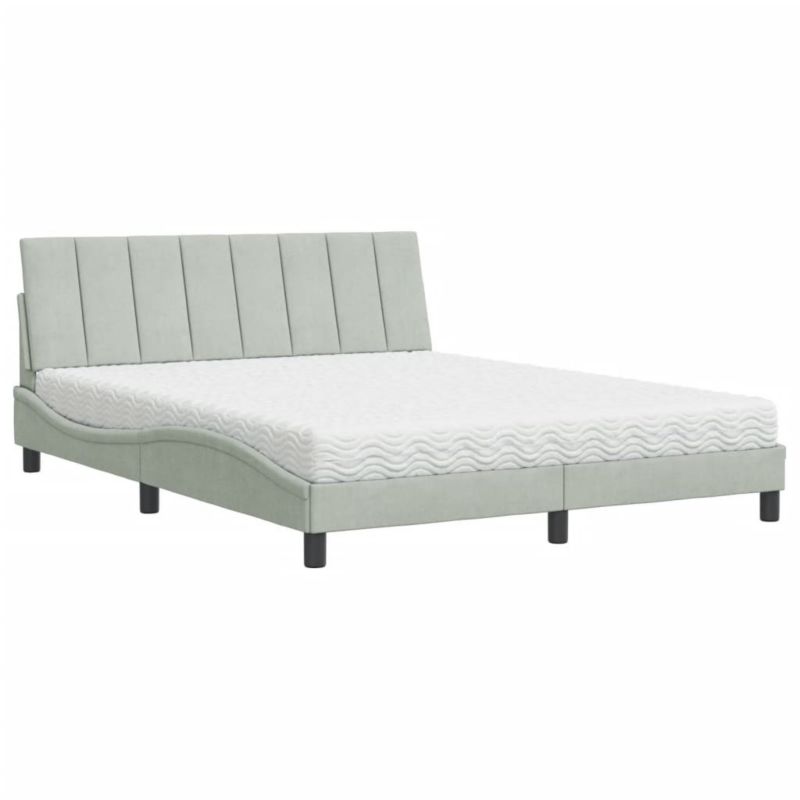 Łóżko tapicerowane WaszeMeble 160x200 cm jasnoszare WM-3208604 1 szt.