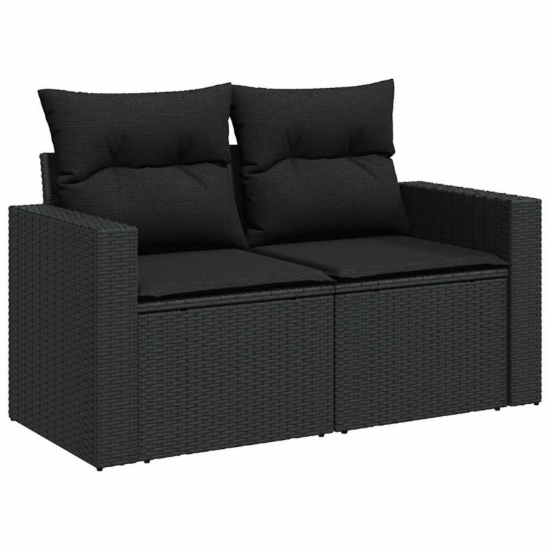 Zestaw mebli ogrodowych wypoczynkowy WaszeMeble polirattan czarny z poduszkami WM-3267435 1 kpl