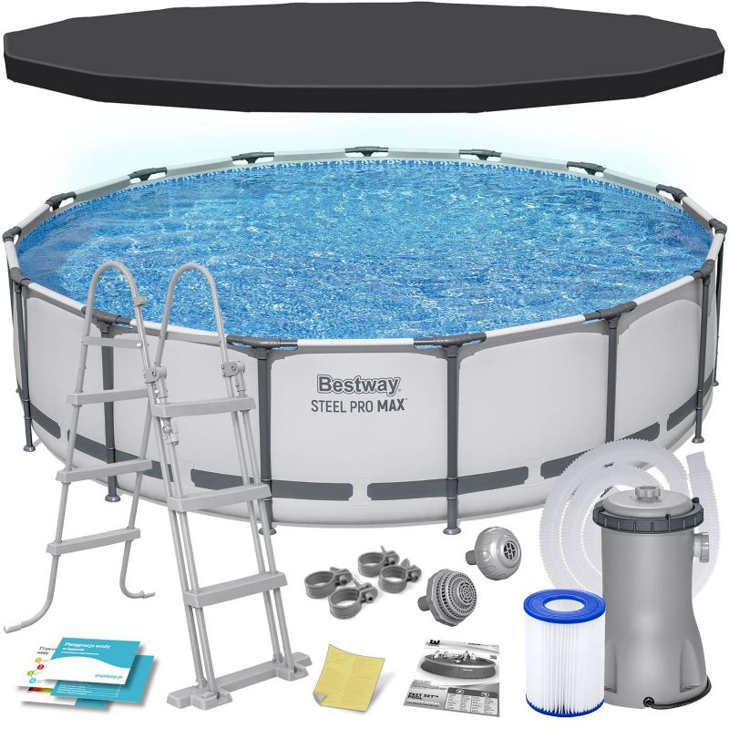 Basen ogrodowy Bestway 56488 stelażowy 457x107cm okrągły rodzinny 11w1 zestaw 1szt.