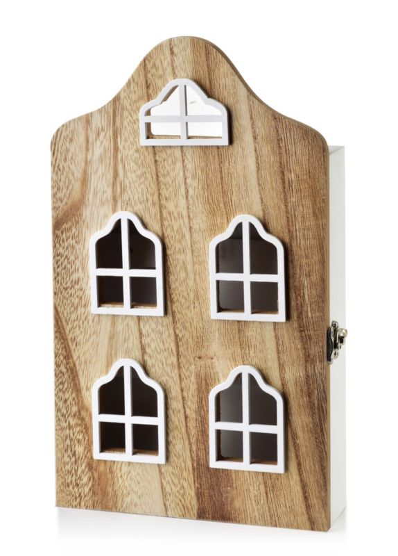 Skrzynka na klucze drewniana Mondex STACY Domek 17,5x5,5x29,5cm naturalna 6 kluczy 1 szt