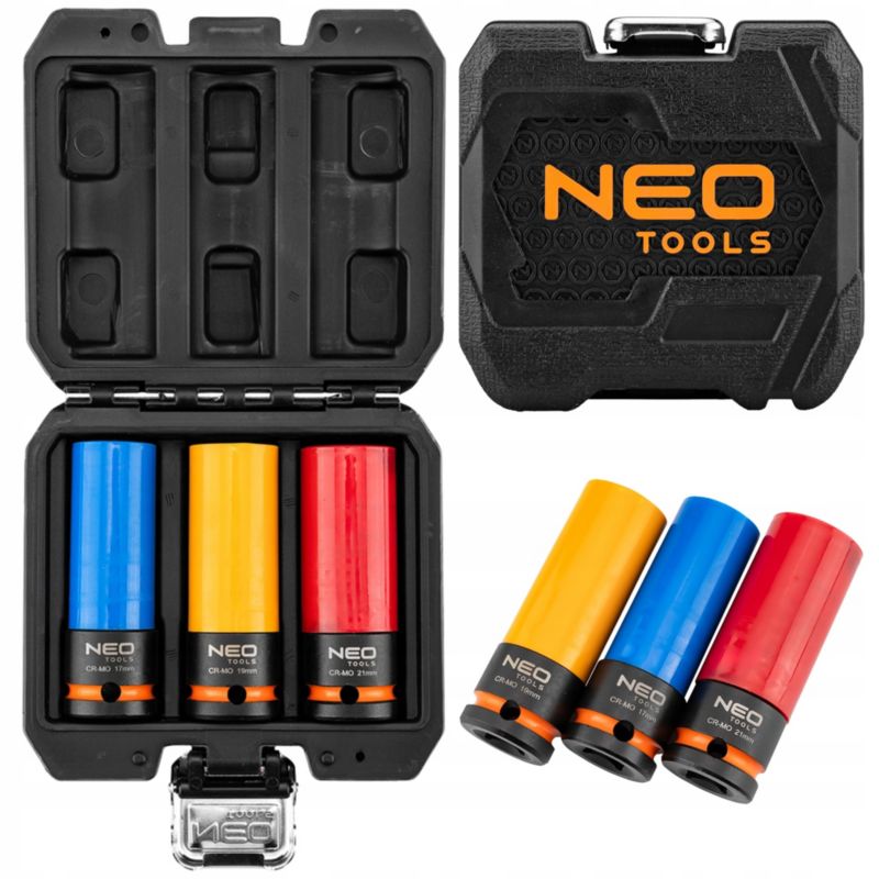 Nasadki do felg aluminiowych NEO TOOLS zestaw 3 szt. (17 mm, 19 mm, 21 mm) 1 kpl