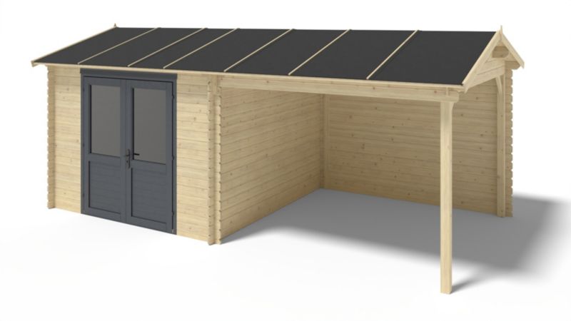 Domek ogrodowy 17,40 m2 - 5,79x3 m - 28 mm, drewniany, 1szt.