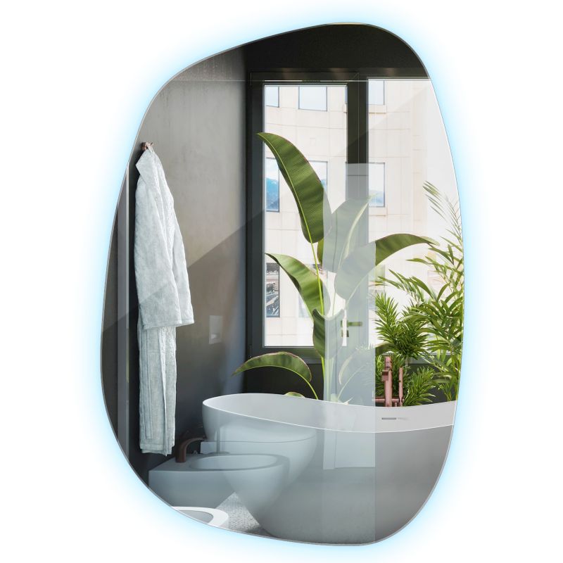 Klasyczne Duże Lustro LED Wallfluent 91 x 66 cm Łazienkowe Wiszące Zimne Światło 1 szt.