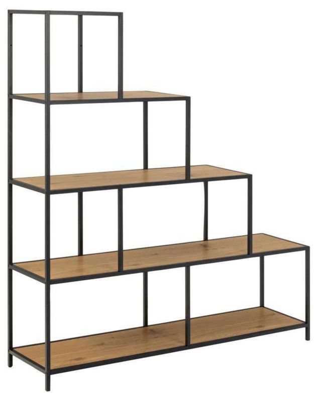 Regał schodkowy na książki Seaford Actona industrialny metalowy czarny do salonu i biura 150 cm 1 szt.