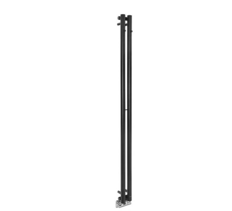 Grzejnik łazienkowy Sapho Pilon czarny mat 180x12,2 cm, stal, 310W, z wieszakiem - 1 szt.