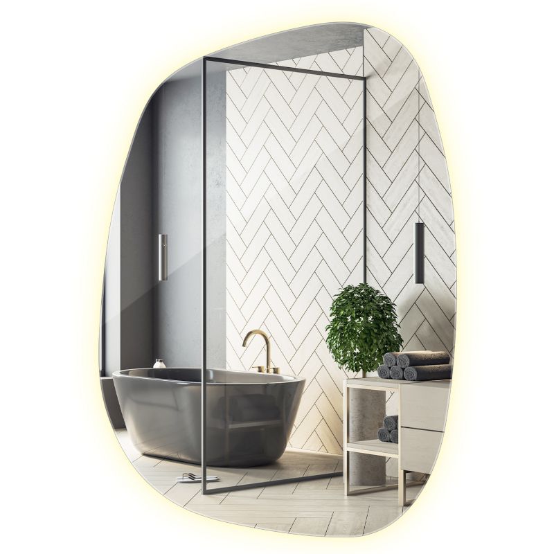 Klasyczne Duże Lustro LED Wallfluent 91 x 66 cm Łazienkowe Wiszące Neutralne Światło 1 szt.