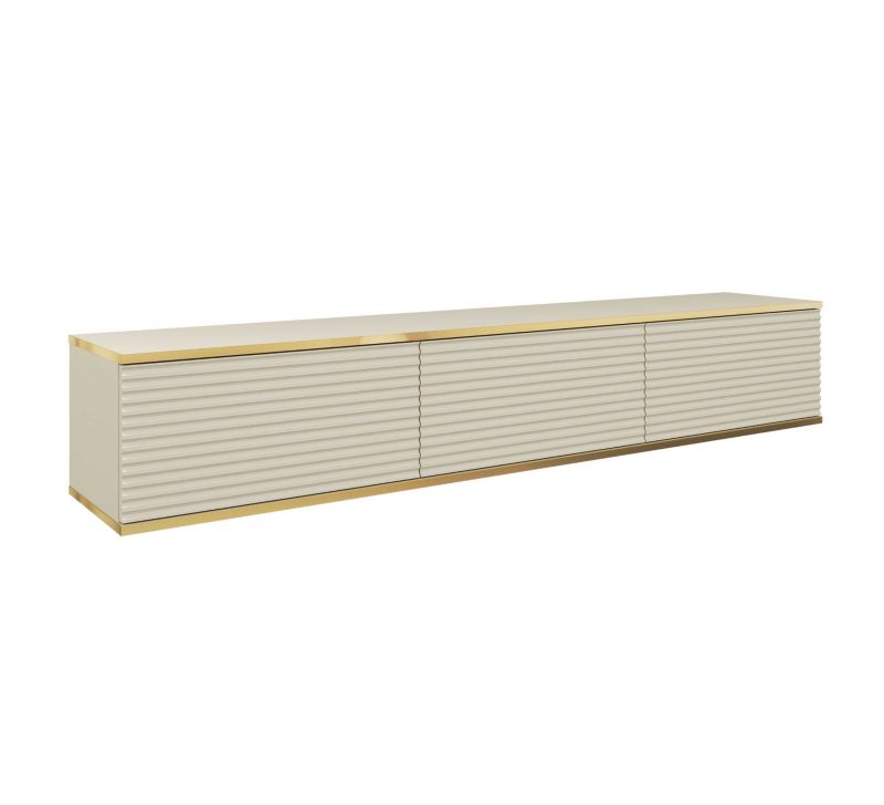 Długa szafka RTV MINIO go for it ORINO MDF 175 cm beżowa ze złotymi detalam ,1 szt.