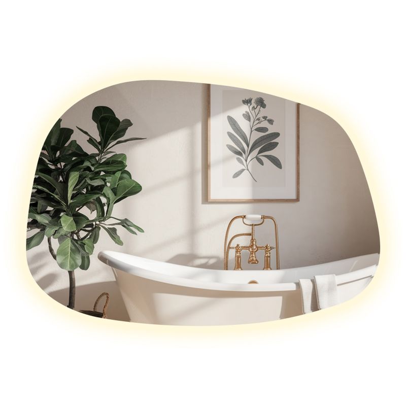 Wiszące Ścienne Lustro z Oświeleniem LED Tulup 68 x 47 cm Neutralne Światło Dekoracyjne Organiczny Kształt 1 szt.