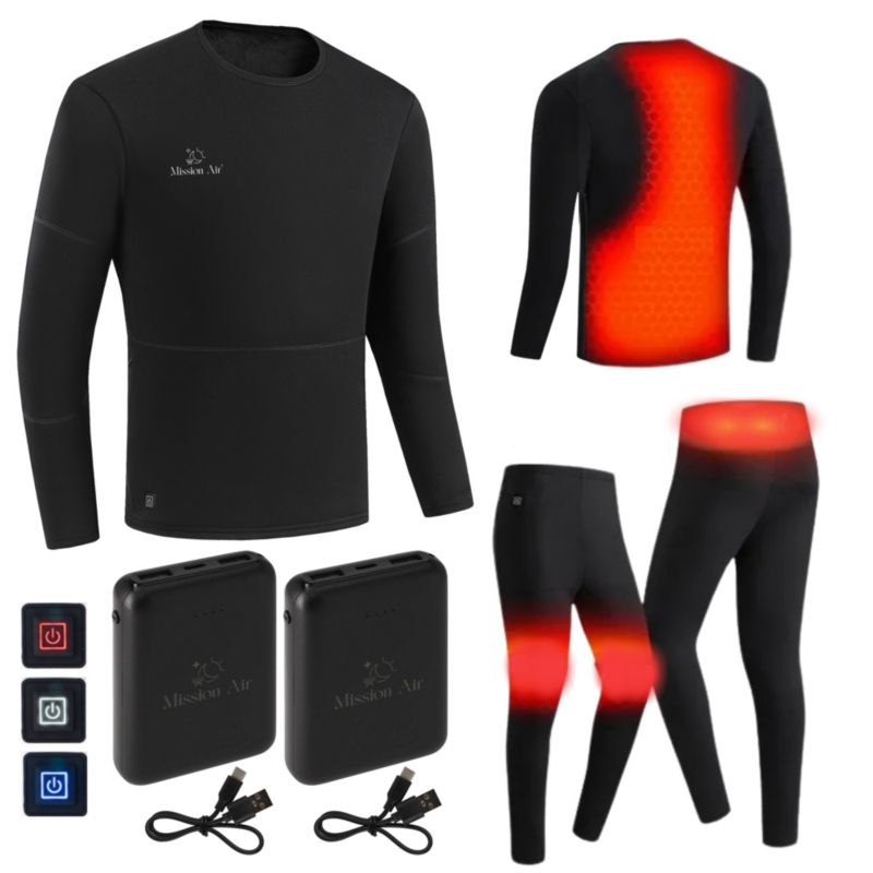 E-underwear Man Mission Air odzież męska termoaktywna podgrzewana zestaw roz.2XL + powerbank 1szt