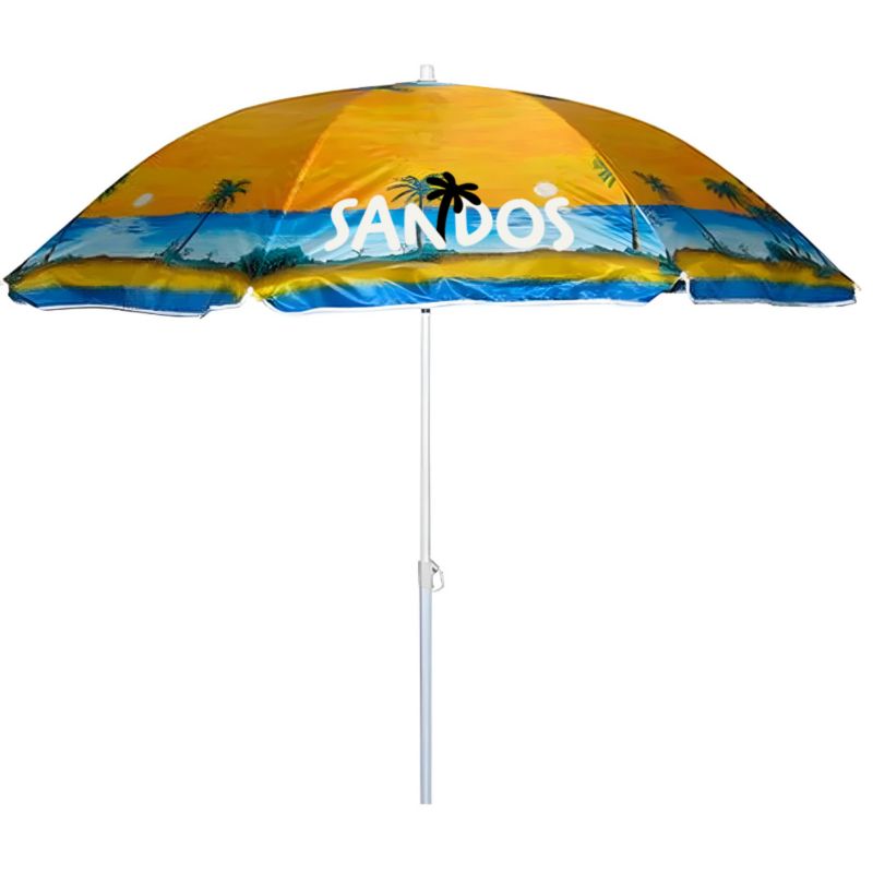 Parasol Ogrodowy Plażowy Sandos Zolta Żółty160 Cm Regulowany Z Funkcją Przechyłu Pokrowiec 1 Szt.