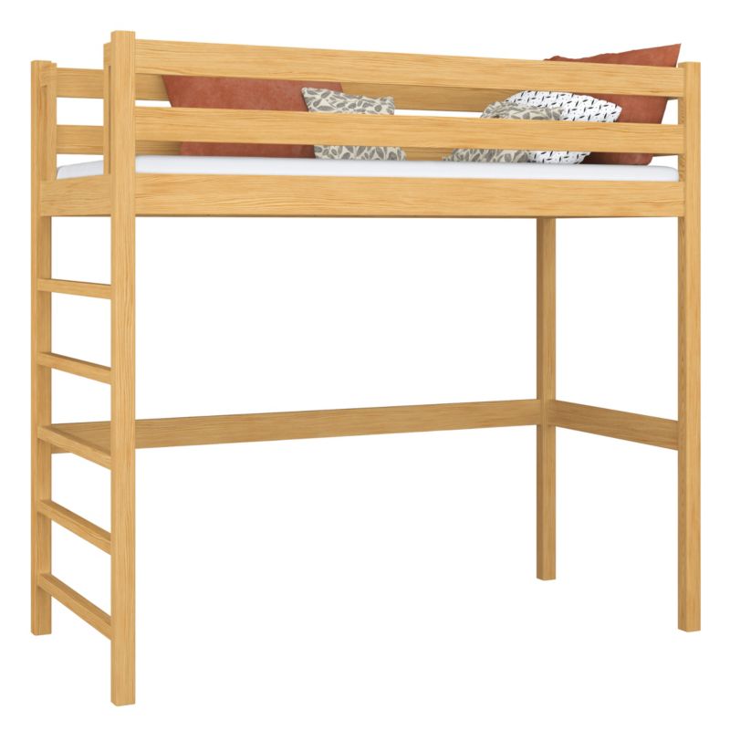 Drewniane łóżko N-WOOD na antresoli N01 sosna naturalna 100x200 1szt.