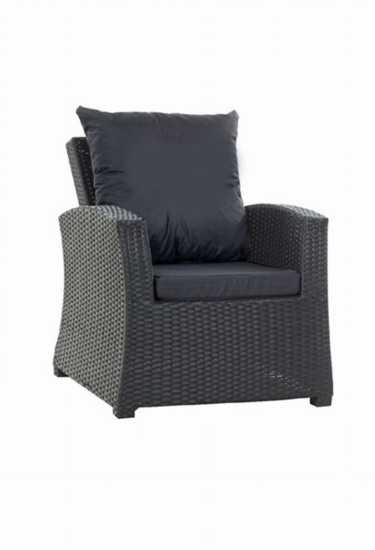 Poduszka na fotel ogrodowy Technorattan, Setgarden, 56x52x7cm + 56x50cm Czarna dwustronne Poduszki na krzesło ogrodowe, 6szt