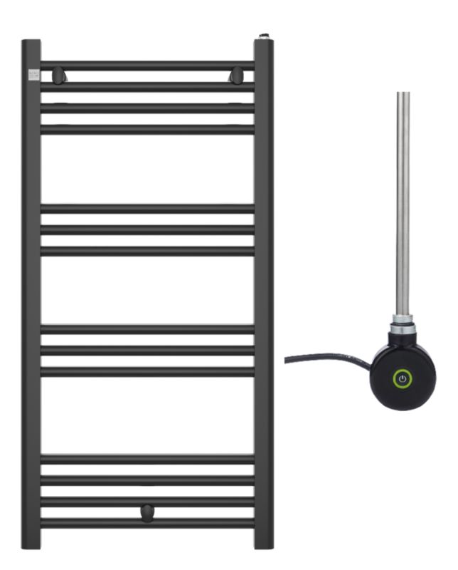 Grzejnik Łazienkowy Granitan Puerto 100/50cm Czarny Kaloryfer Drabinkowy + Grzałka Elektryczna One Touch 1kpl.